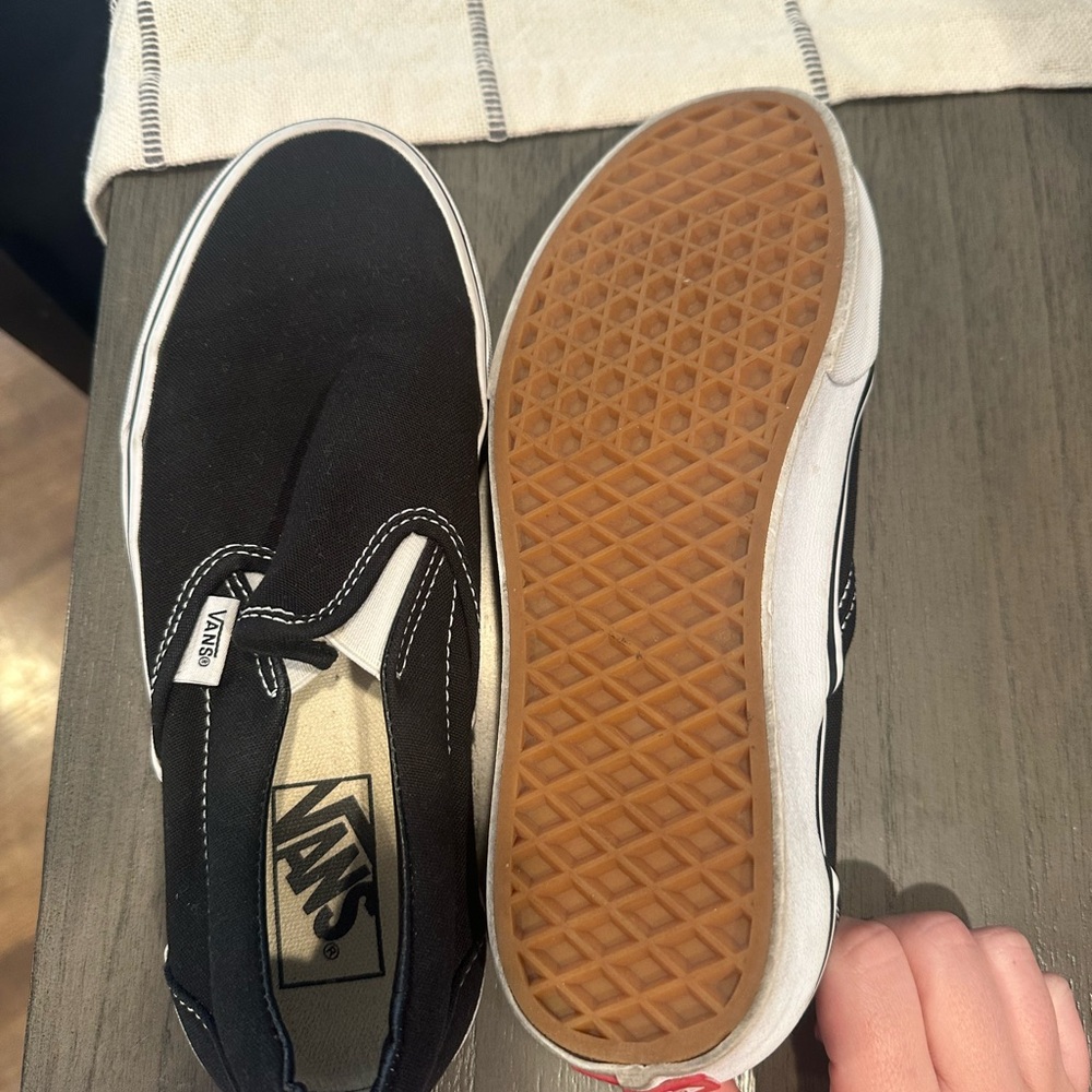 Vans women’s Black Canvas Slip-On Sneakers - Picture 2 of 2